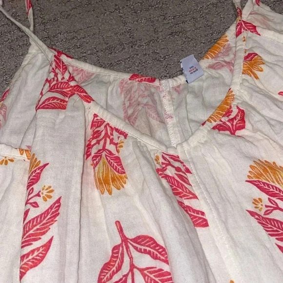 Old Navy Floral Tank Top NWT Woman’s Medium Pink Orange Flowers V Neck - Picture 2 of 7